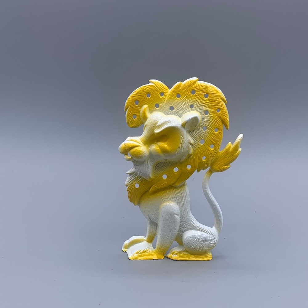 Vintage Cast Iron Yellow White Metal Lion Earring Holder